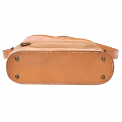 Pre Owned Kenzo Tan Leather and Canvas Bucket Bag