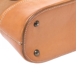 Pre Owned Kenzo Tan Leather and Canvas Bucket Bag