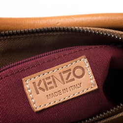 Pre Owned Kenzo Tan Leather and Canvas Bucket Bag