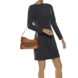 Pre Owned Kenzo Tan Leather and Canvas Bucket Bag