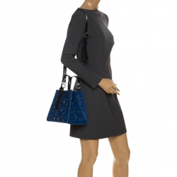 Pre Owned Kenzo Blue/Black Cut Out Calfhair and Leather Small Tote