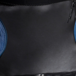 Pre Owned Kenzo Blue/Black Cut Out Calfhair and Leather Small Tote