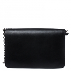 Pre Owned Kenzo Black Leather Embroidered Tiger Shoulder Bag