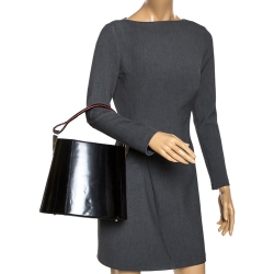 Pre Owned Kenzo Black Patent Leather Pagodon Bucket Bag