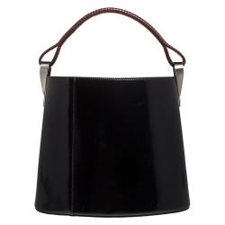 Pre Owned Kenzo Black Patent Leather Pagodon Bucket Bag