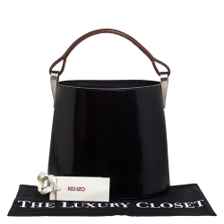 Pre Owned Kenzo Black Patent Leather Pagodon Bucket Bag