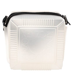 Kenzo White Silicone and Leather Square Crossbody Bag