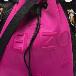 Pre Owned Kenzo Tricolor Fabric and Perforated Leather Kombo Bucket Bag