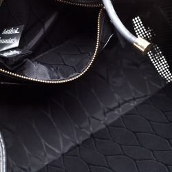 Pre Owned Kenzo Blue/Black Perforated Fabric and Leather Shopper Tote