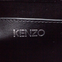 Pre Owned Kenzo Burgundy/Black Calfhair and Leather Lazer Cut Crossbody Bag