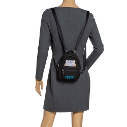 Pre Owned Kenzo Black Nylon Mini Tiger Logo Backpack