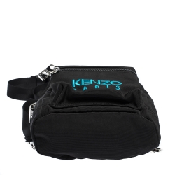 Pre Owned Kenzo Black Nylon Mini Tiger Logo Backpack