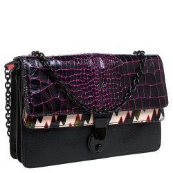 Kenzo Multicolor Croc Embossed Leather Le Diz Huit Shoulder Bag