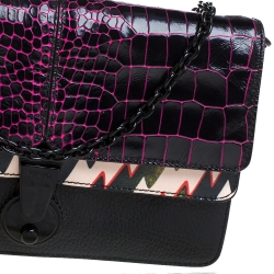 Kenzo Multicolor Croc Embossed Leather Le Diz Huit Shoulder Bag