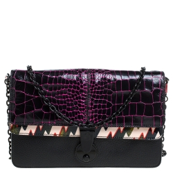 Kenzo Multicolor Croc Embossed Leather Le Diz Huit Shoulder Bag