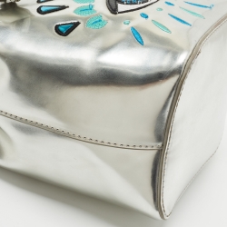 Pre Owned Kenzo Silver Laminated Leather Eye Bucket Bag