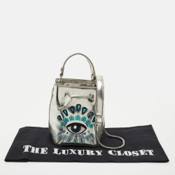 Pre Owned Kenzo Silver Laminated Leather Eye Bucket Bag