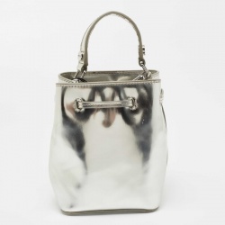 Pre Owned Kenzo Silver Laminated Leather Eye Bucket Bag