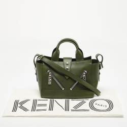 Pre Owned Kenzo Green Leather Mini Kalifornia Tote