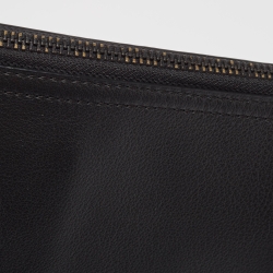 Pre Owned Kenzo Black Tiger Embroidered Leather Zip Flat Pouch
