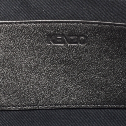 Pre Owned Kenzo Black Tiger Embroidered Leather Zip Flat Pouch