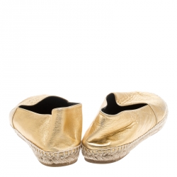 Kenzo Gold Metallic Tiger Embossed Leather Tiger Espadrilles Size 41
