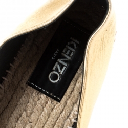 Kenzo Gold Metallic Tiger Embossed Leather Tiger Espadrilles Size 41