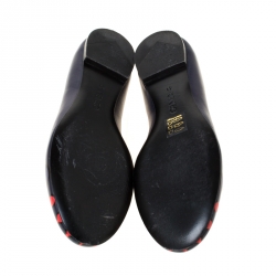 Pre Owned Kenzo Plum Eye Printed Leather Ballet Flats Size 41