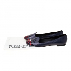 Pre Owned Kenzo Plum Eye Printed Leather Ballet Flats Size 41