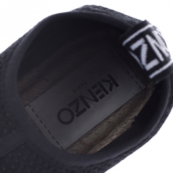 Pre Owned Kenzo Black Knit Stretch Fabric Espadrille Slip On Sneaker Size 37