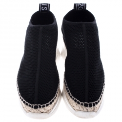 Pre Owned Kenzo Black Knit Stretch Fabric Espadrille Slip On Sneaker Size 37