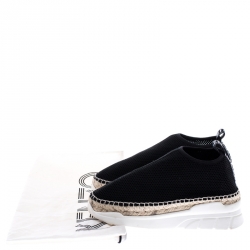 Pre Owned Kenzo Black Knit Stretch Fabric Espadrille Slip On Sneaker Size 37