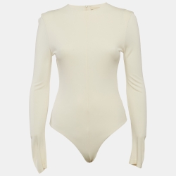 Khaite Cream Jersey Long Sleeve Bodysuit M