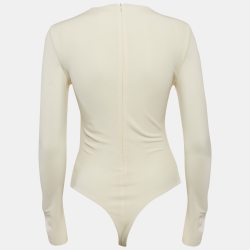 Khaite Cream Jersey Long Sleeve Bodysuit M
