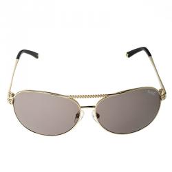 Korloff Gold/Brown KOR2024 Embellished Aviator Sunglasses