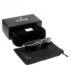 Korloff Gold/Brown KOR2024 Embellished Aviator Sunglasses