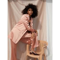 La Collection Pink Amandine Oversized Silk-Satin Blazer Size L