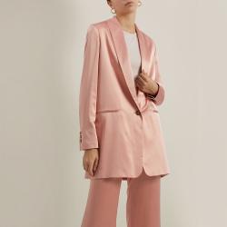 La Collection Pink Amandine Oversized Silk-Satin Blazer Size L