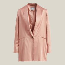 La Collection Pink Amandine Oversized Silk-Satin Blazer Size L