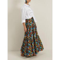 La DoubleJ Multicoloured Floral Print Tiered Cotton Maxi Skirt Size L