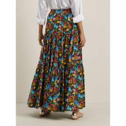 La DoubleJ Multicoloured Floral Print Tiered Cotton Maxi Skirt Size XL
