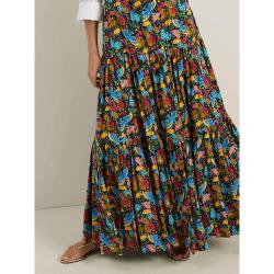 La DoubleJ Multicoloured Floral Print Tiered Cotton Maxi Skirt Size XL