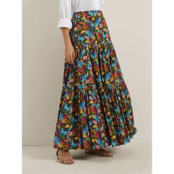 La DoubleJ Multicoloured Floral Print Tiered Cotton Maxi Skirt Size XL