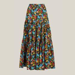 La DoubleJ Multicoloured Floral Print Tiered Cotton Maxi Skirt Size XL