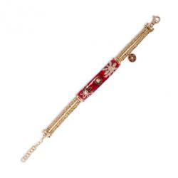 Pre Owned La Nouvelle Bague Red Enameled 18kt Yellow Gold and Silver Diamond Bracelet
