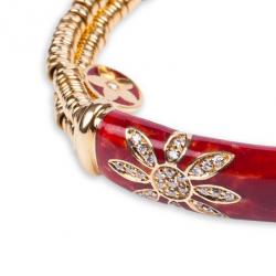 Pre Owned La Nouvelle Bague Red Enameled 18kt Yellow Gold and Silver Diamond Bracelet