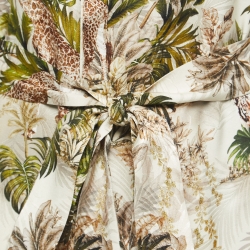 L'agence Beige 7 Green Safari Printed Wrap Top and Pants Set S