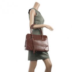 Lana Marks Brown Lizard Large Jet Tote