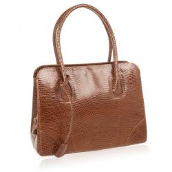 Lana Marks Brown Lizard Large Jet Tote