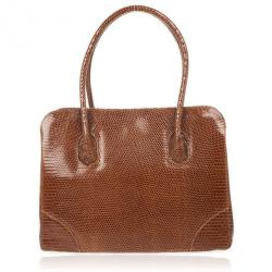 Lana Marks Brown Lizard Large Jet Tote
